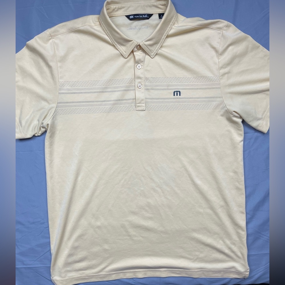 TravisMathew Yellow Performance Polo Shirt XL Made in Peru